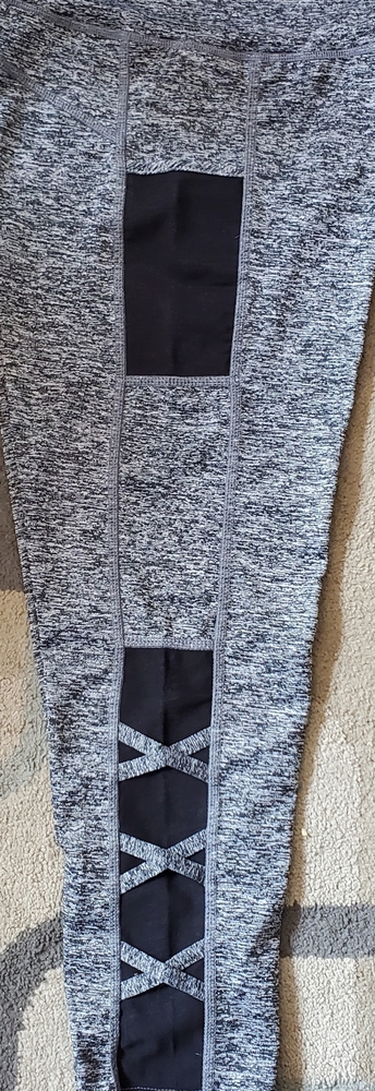 Gray athletic leggings mesh cutout